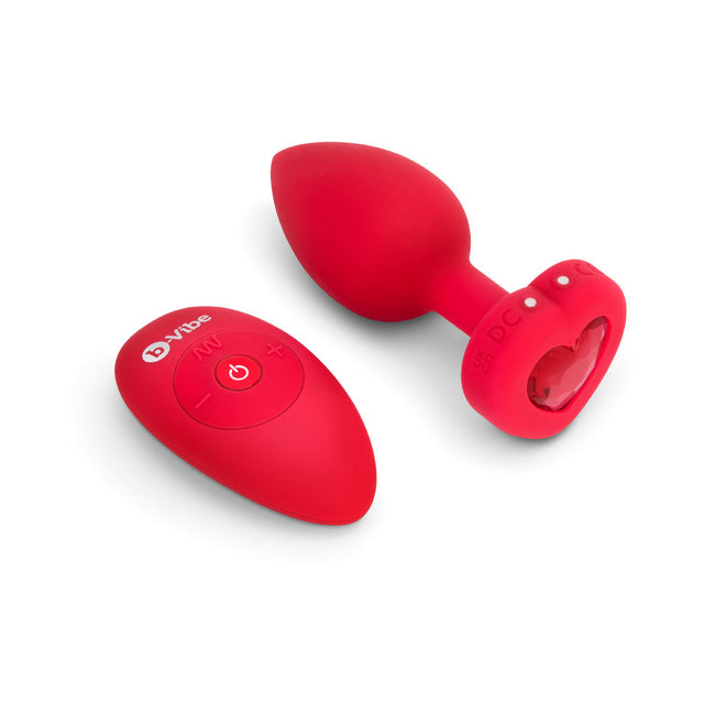 Vibrating Heart Plug with Remote Red / Medium/Large