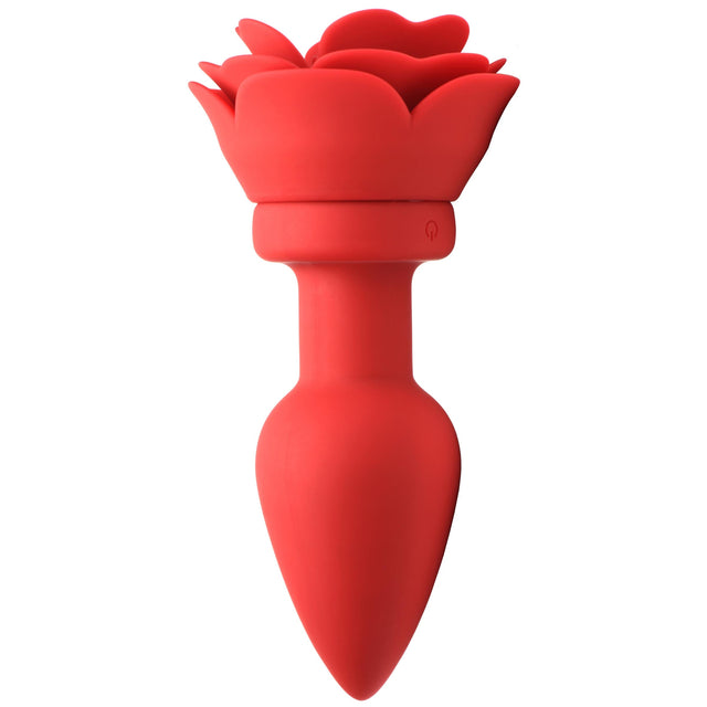Vibrating Rose Silicone Anal Plug With Remote Small / Red