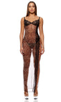 Animal Instincts Sheer Mesh and Lace Gown Animal / Small