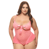 Aubrielle Diamond Mesh Underwire Teddy Pink / 1X