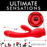 Blooming Bunny Sucking & Thrusting Silicone Rabbit Vibrator Red