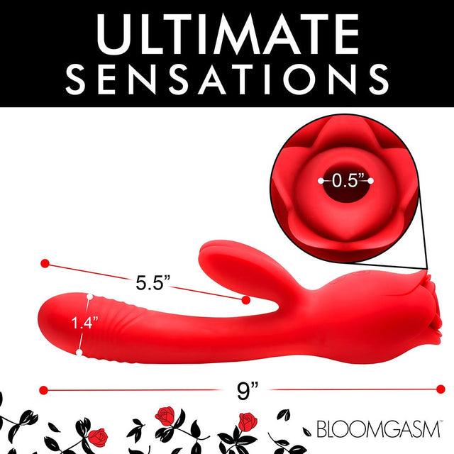 Blooming Bunny Sucking & Thrusting Silicone Rabbit Vibrator Red