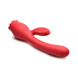 Blooming Bunny Sucking & Thrusting Silicone Rabbit Vibrator Red