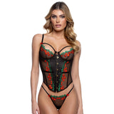 Cherry Delight Corset with Thong Set Black / Small