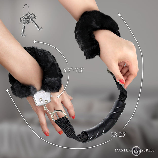 Master Series Furry Handcuffs with Handle