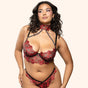 Opulence Embroidered Underwire Bralette & Crotchless Panty w/Pearl Details Queen