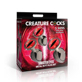 Sinister Eyes Red Eye Metal Butt Plug Set Red